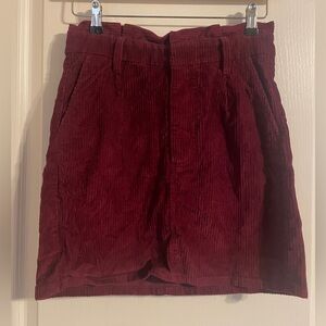Express Rich Burgundy Extreme High Rise Corduroy‎ Mini Skirt 4 Academia Y2K